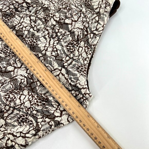 Joseph Ribkoff Dress Womens 6 White Brown Floral Fishnet Overlay Lined Waist Tie - Picture 4 of 5